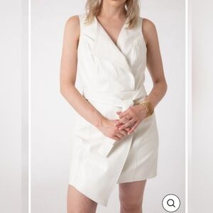 Sincerely Ours Ivory Asymmetrical Faux Leather Dress